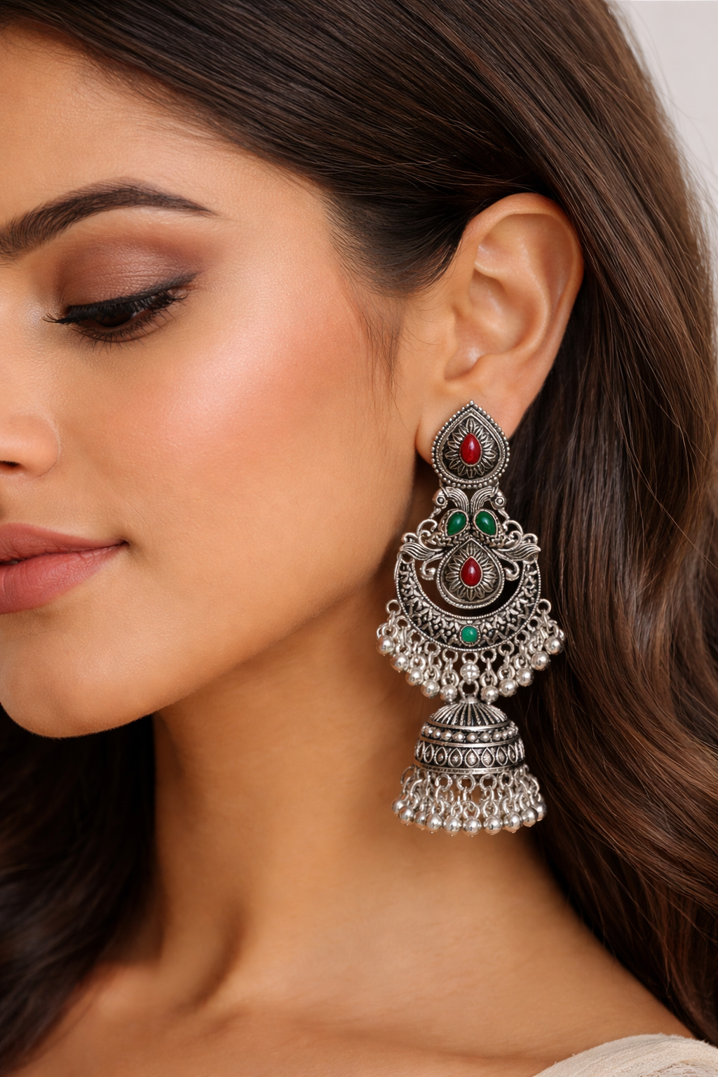 Oxidised Crescent Dome Jhumka